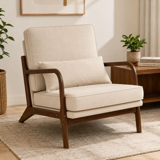 Scandinavian Accent Chair with Solid Wood Frame | ORENVY