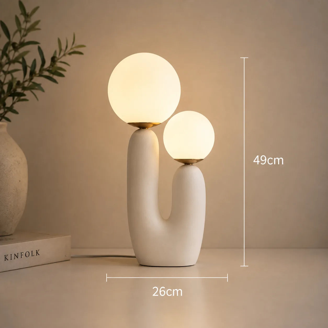 ORENVY Sculptural Double Globe Table Lamp – Modern Ambient Lighting