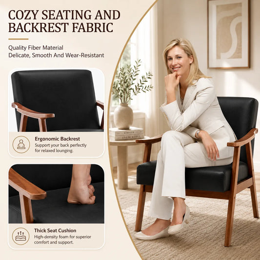 Nordic Mid-Century Accent Chair | Solid Wood Reading Chair