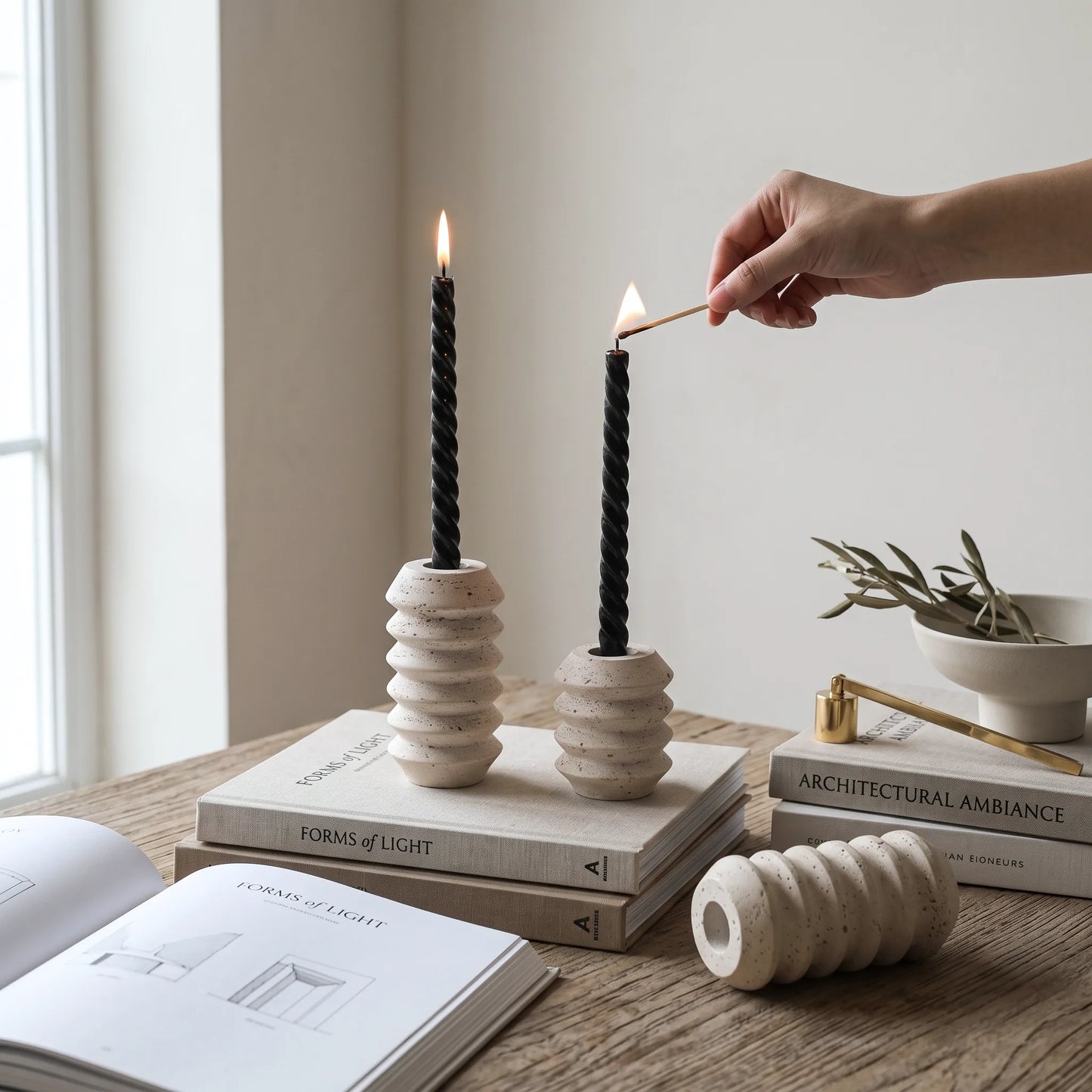 Creative Nordic Cave Thread Candle Holder | Minimalist Ceramic Decorative Candlestick