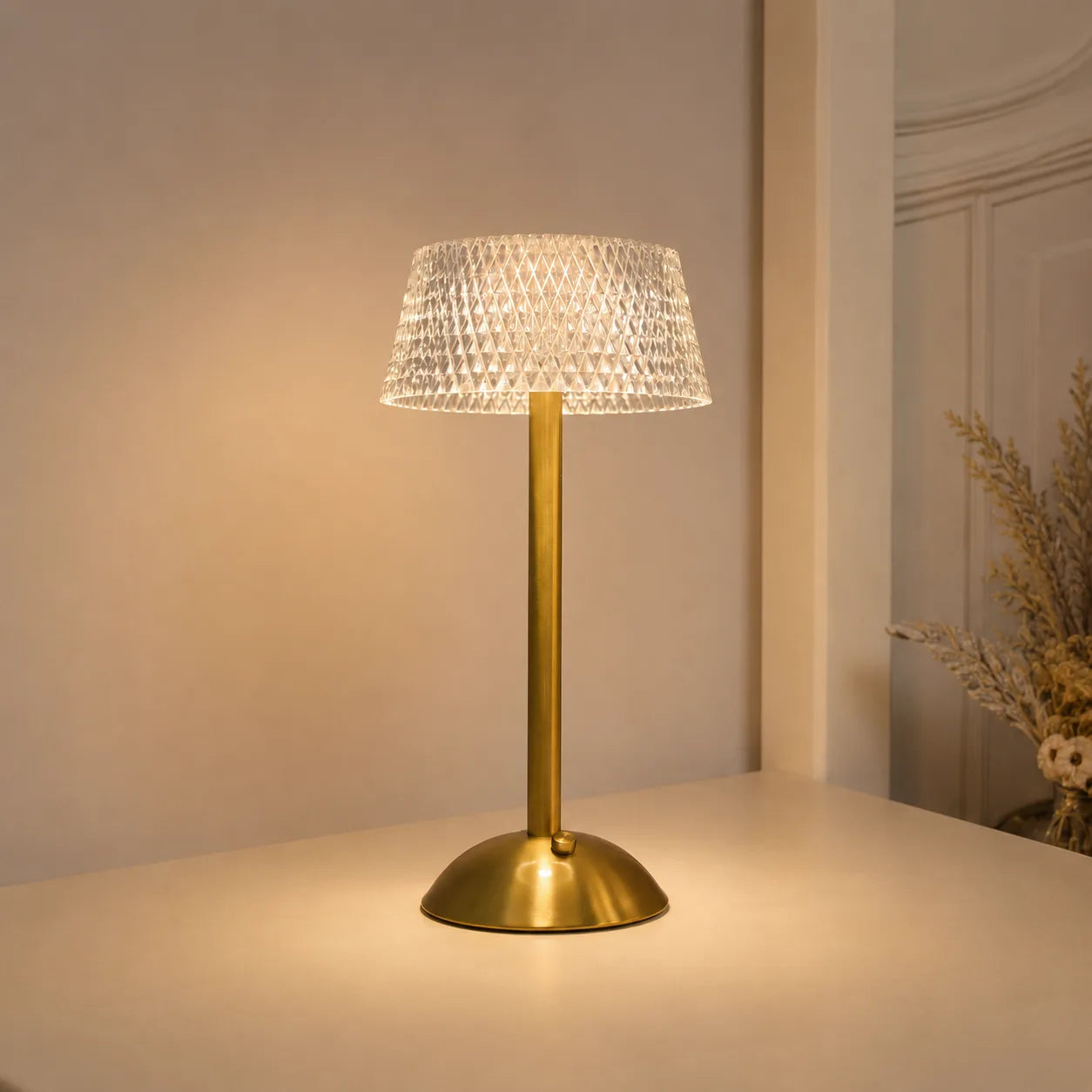 Rechargeable Cordless Crystal Table Lamp – Touch Control LED Bedside Light