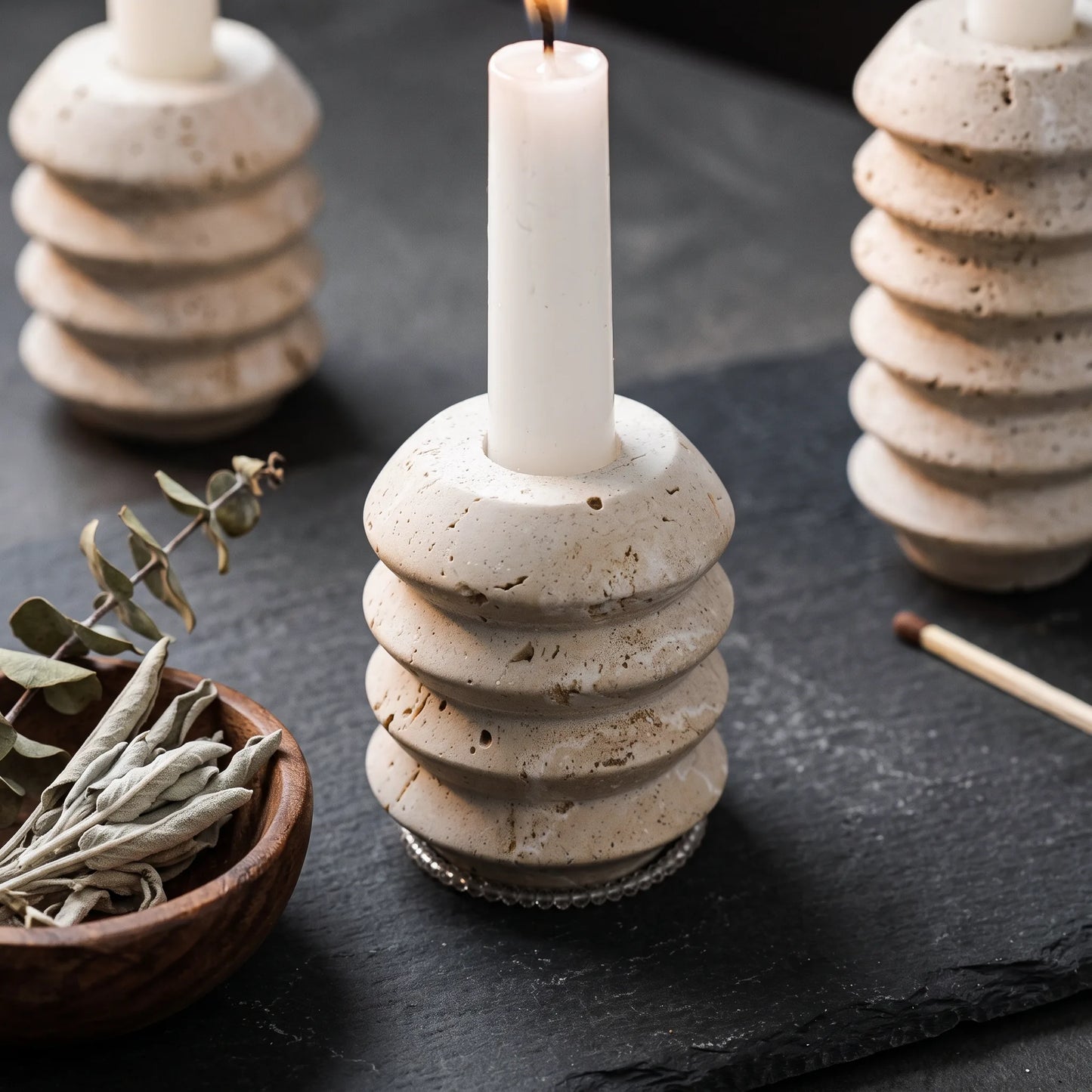 Creative Nordic Cave Thread Candle Holder | Minimalist Ceramic Decorative Candlestick