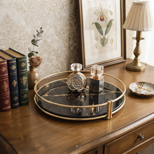 Luxury Marble Mirror Tea Tray | Decorative Coffee Table Serving Tray