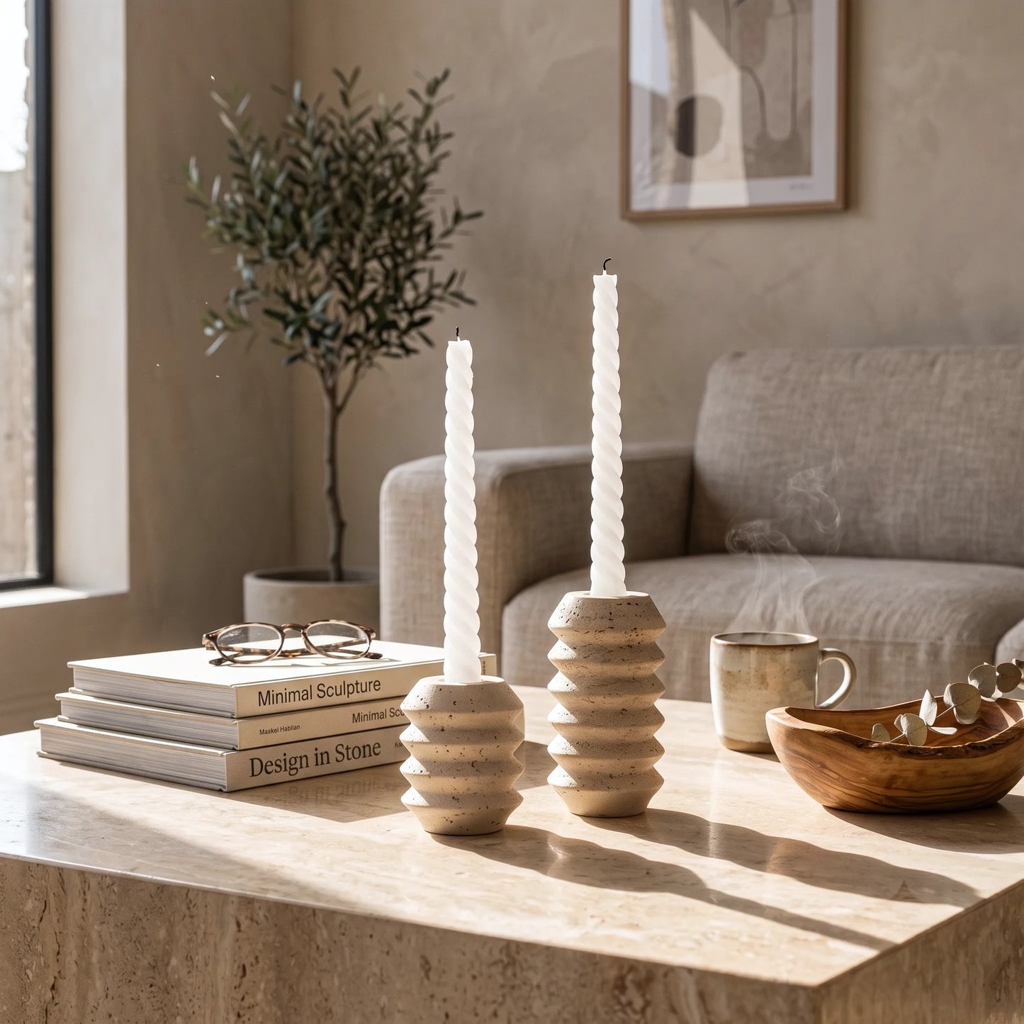 Creative Nordic Cave Thread Candle Holder | Minimalist Ceramic Decorative Candlestick