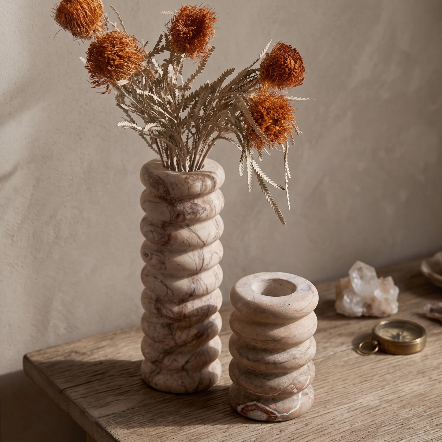 Silent Style Modern Layered Stone Vase | Minimalist Ceramic Flower Vase