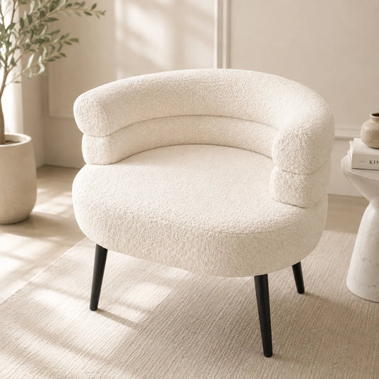 ORENVY LUNA Bouclé Accent Chair | Modern Curved Lounge Chair