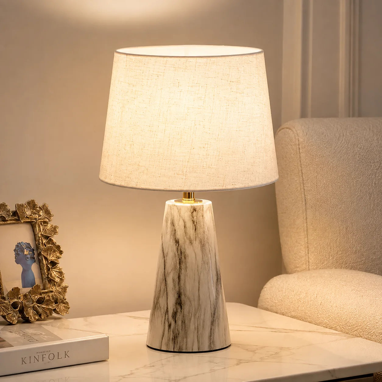 ORENVY NORD Stone Table Lamp | Modern Scandinavian Bedside Lamp