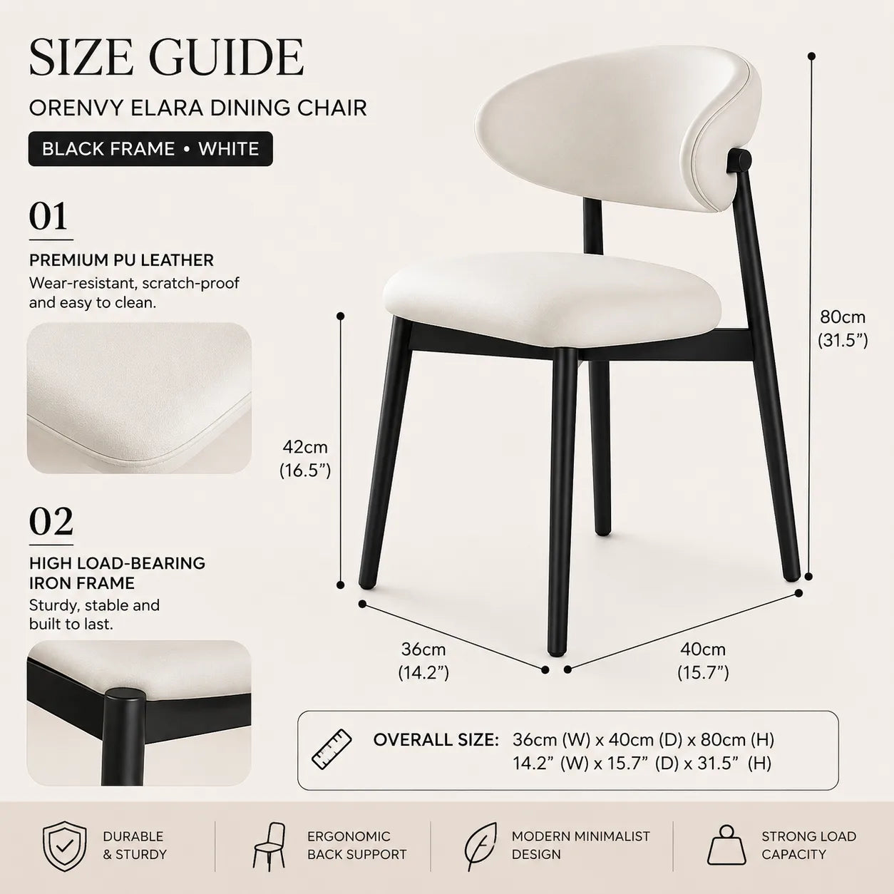 ORENVY Elara Nordic Dining Chair – Upholstered Curved Back & Solid Wood Frame