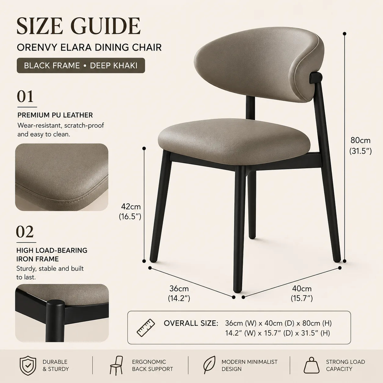 ORENVY Elara Nordic Dining Chair – Upholstered Curved Back & Solid Wood Frame