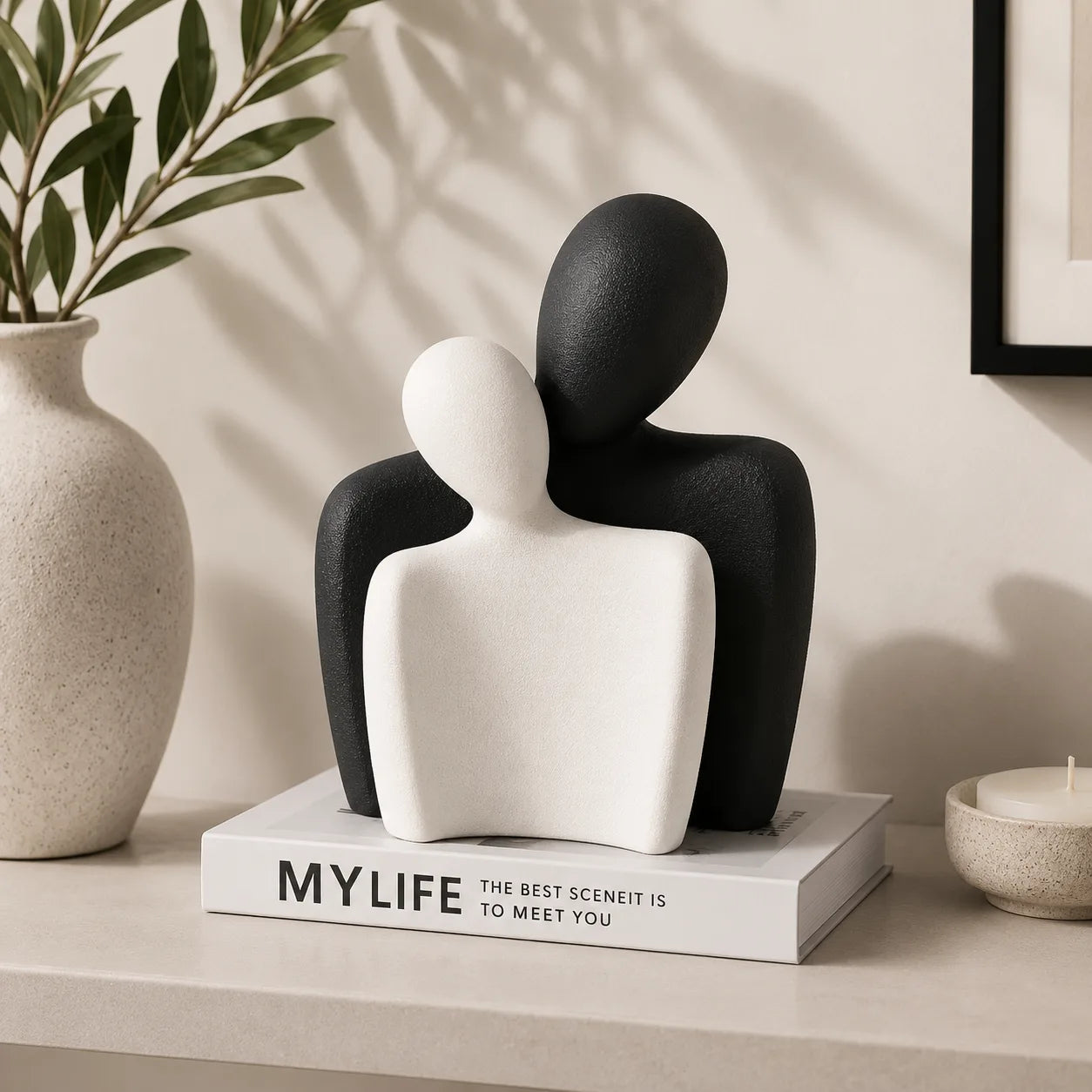 Abstract Couple Sculpture | Modern Minimalist Home Décor Accent