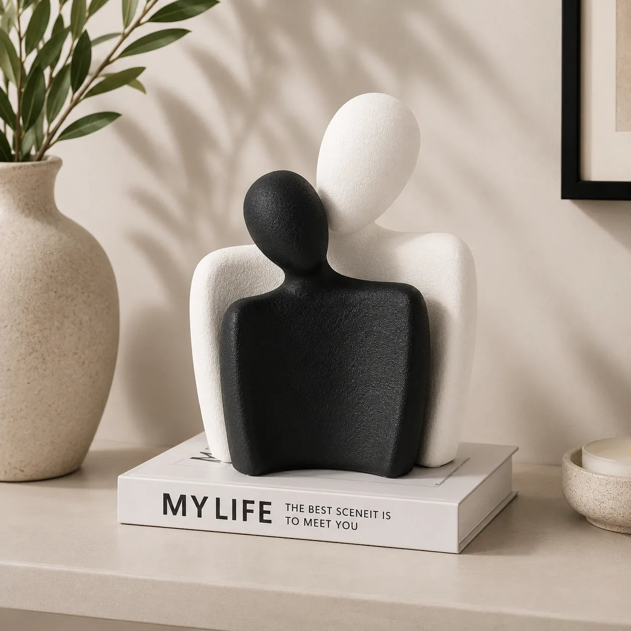Abstract Couple Sculpture | Modern Minimalist Home Décor Accent