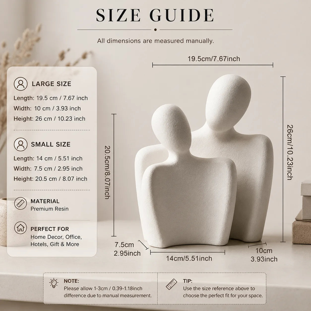 Abstract Couple Sculpture | Modern Minimalist Home Décor Accent