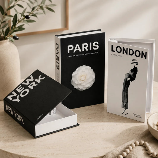 ATLAS Decorative Book Storage Box | Modern Coffee Table Faux Book