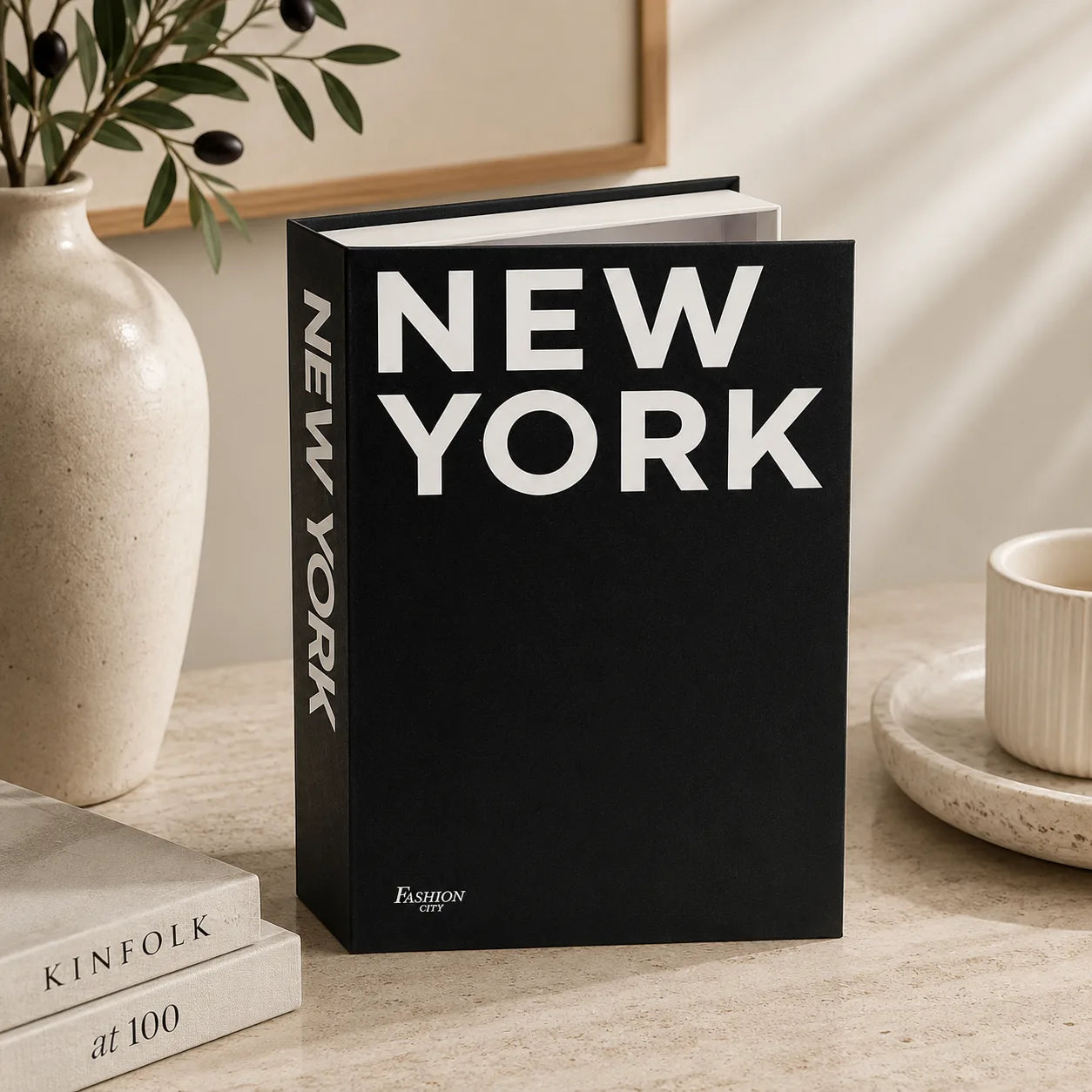 ATLAS Decorative Book Storage Box | Modern Coffee Table Faux Book