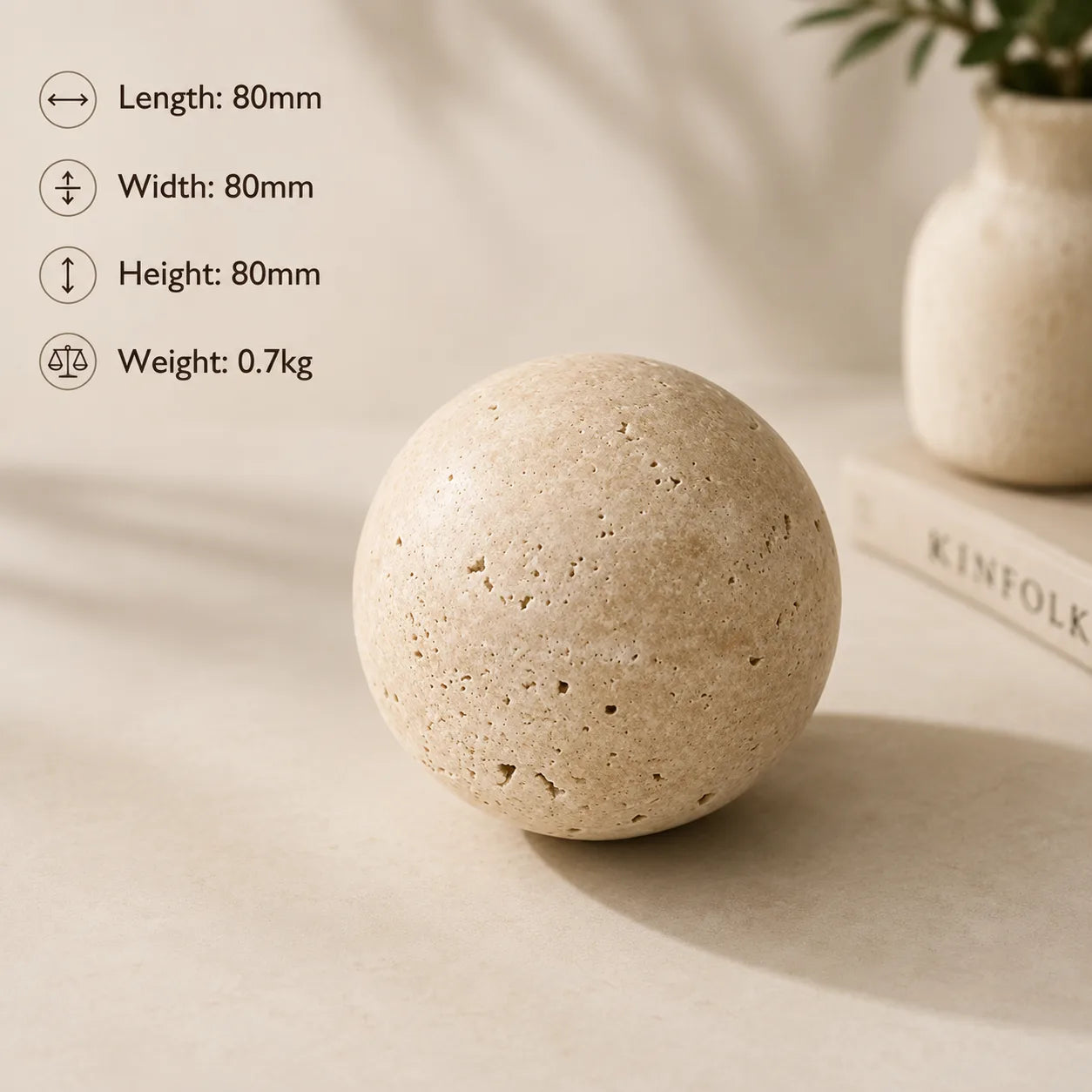 LUNA Travertine Sculpture Set | Scandinavian Geometric Decorative Objects