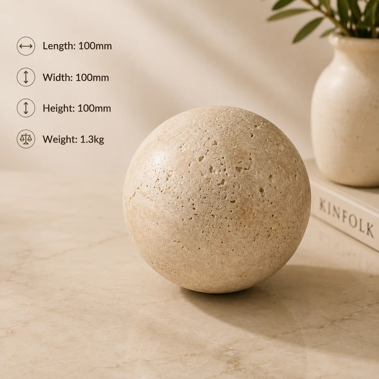 LUNA Travertine Sculpture Set | Scandinavian Geometric Decorative Objects