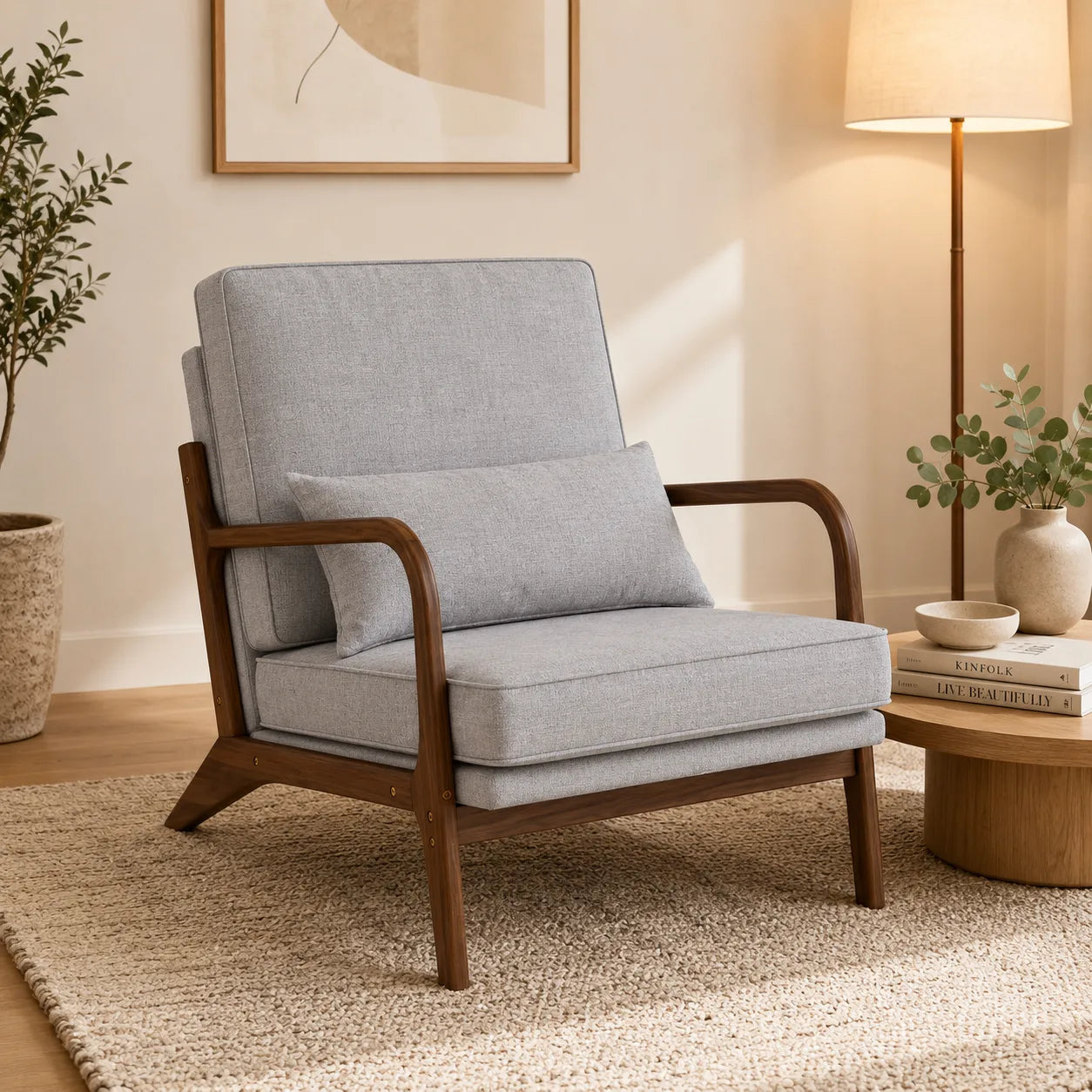 Scandinavian Accent Chair with Solid Wood Frame | ORENVY