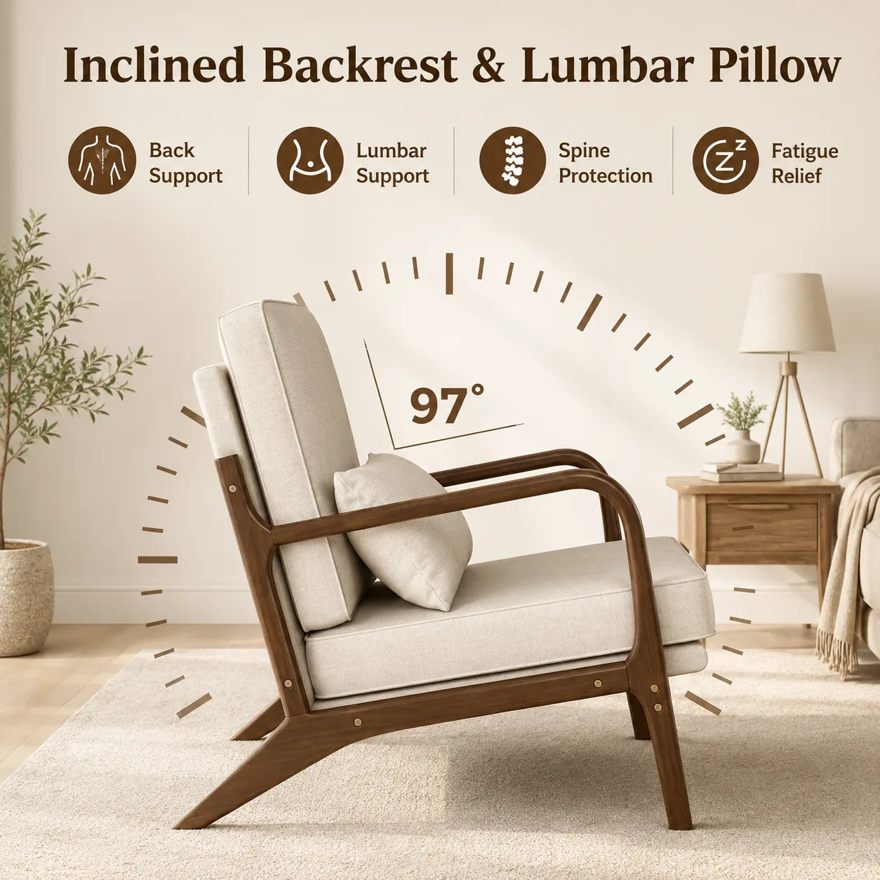 Scandinavian Accent Chair with Solid Wood Frame | ORENVY