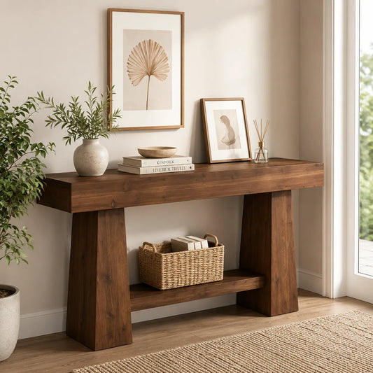 Scandinavian Solid Wood Console Table | Modern Entryway & Hallway Accent Table