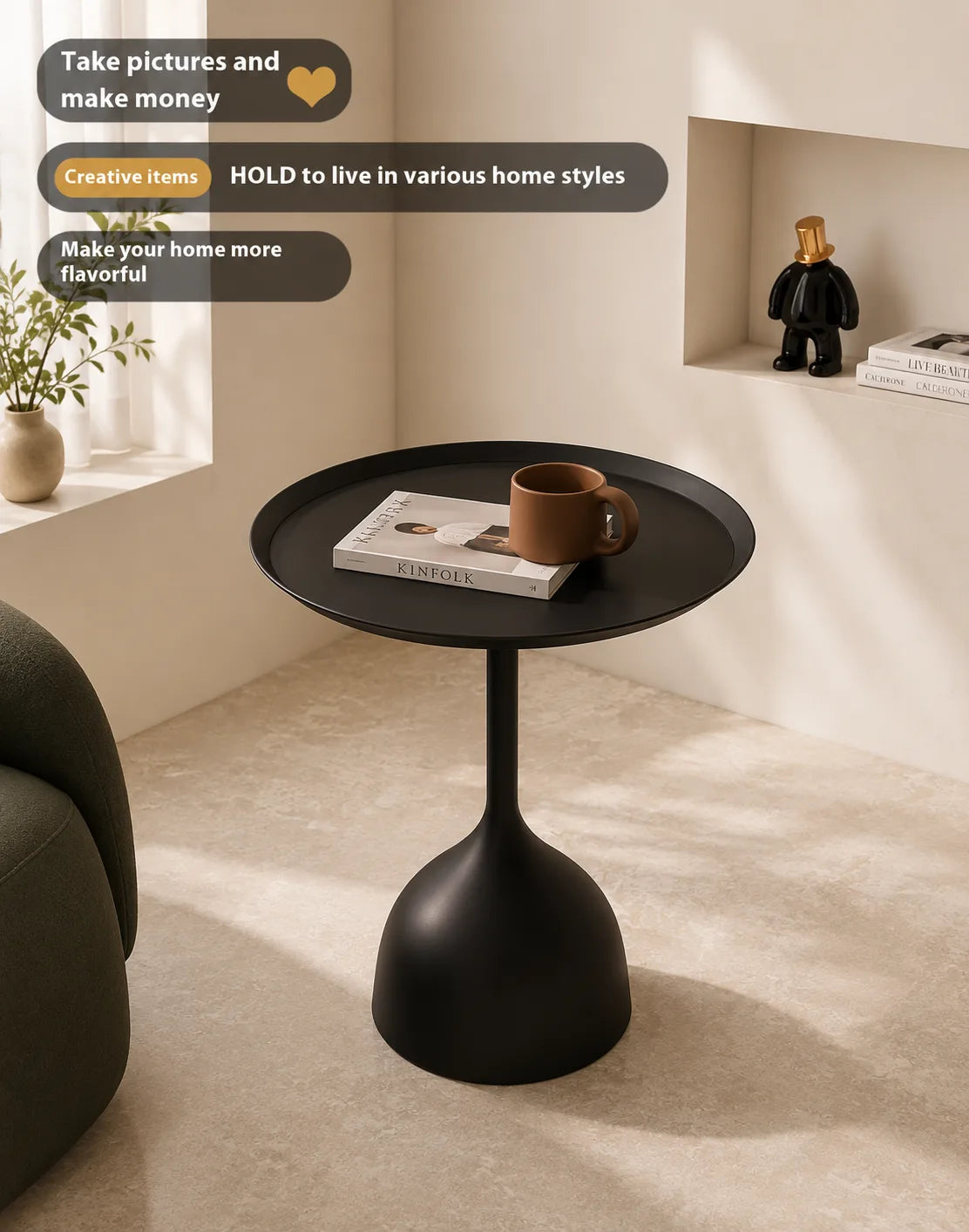 Nordic Pedestal Side Table | Modern Scandinavian Accent Table