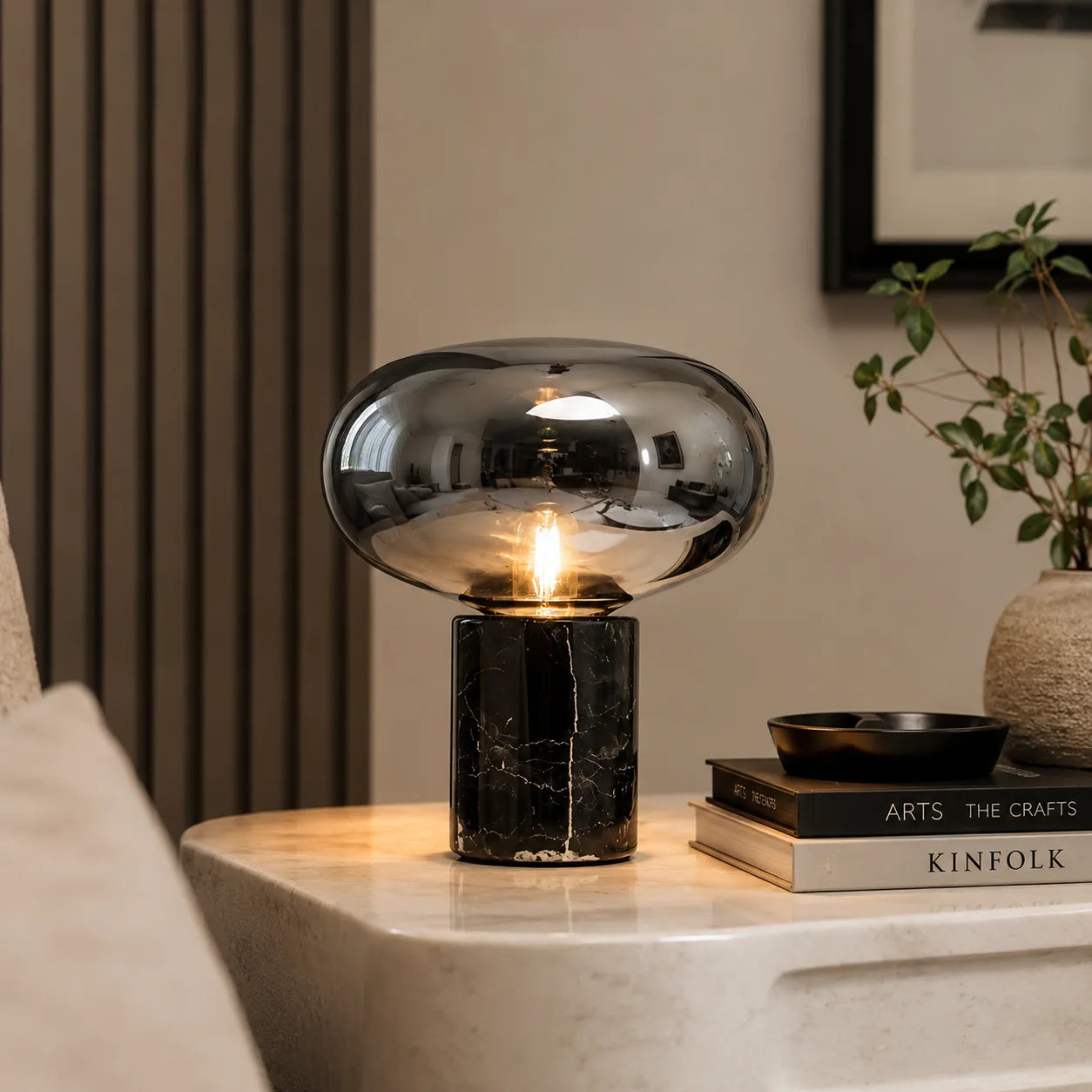 Nordic Glass Table Lamp – Modern Marble Bedside Lamp