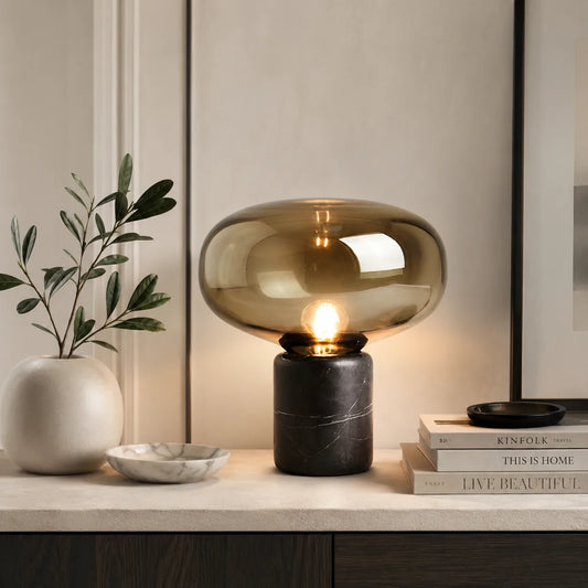 Nordic Glass Table Lamp – Modern Marble Bedside Lamp