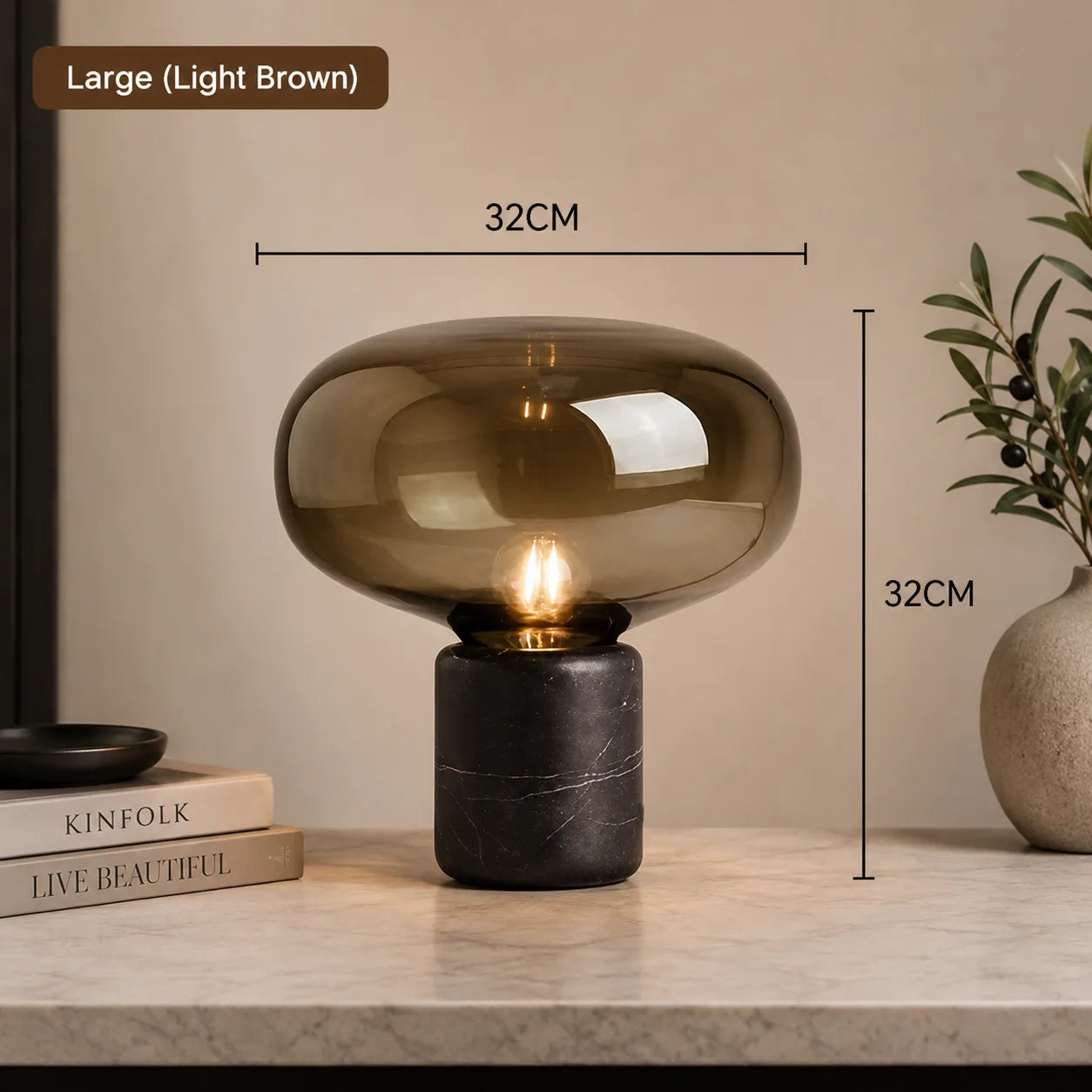 Nordic Glass Table Lamp – Modern Marble Bedside Lamp
