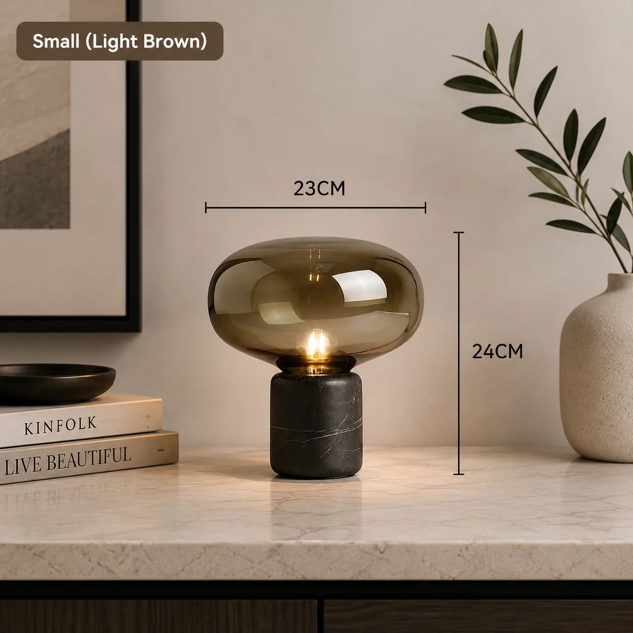 Nordic Glass Table Lamp – Modern Marble Bedside Lamp