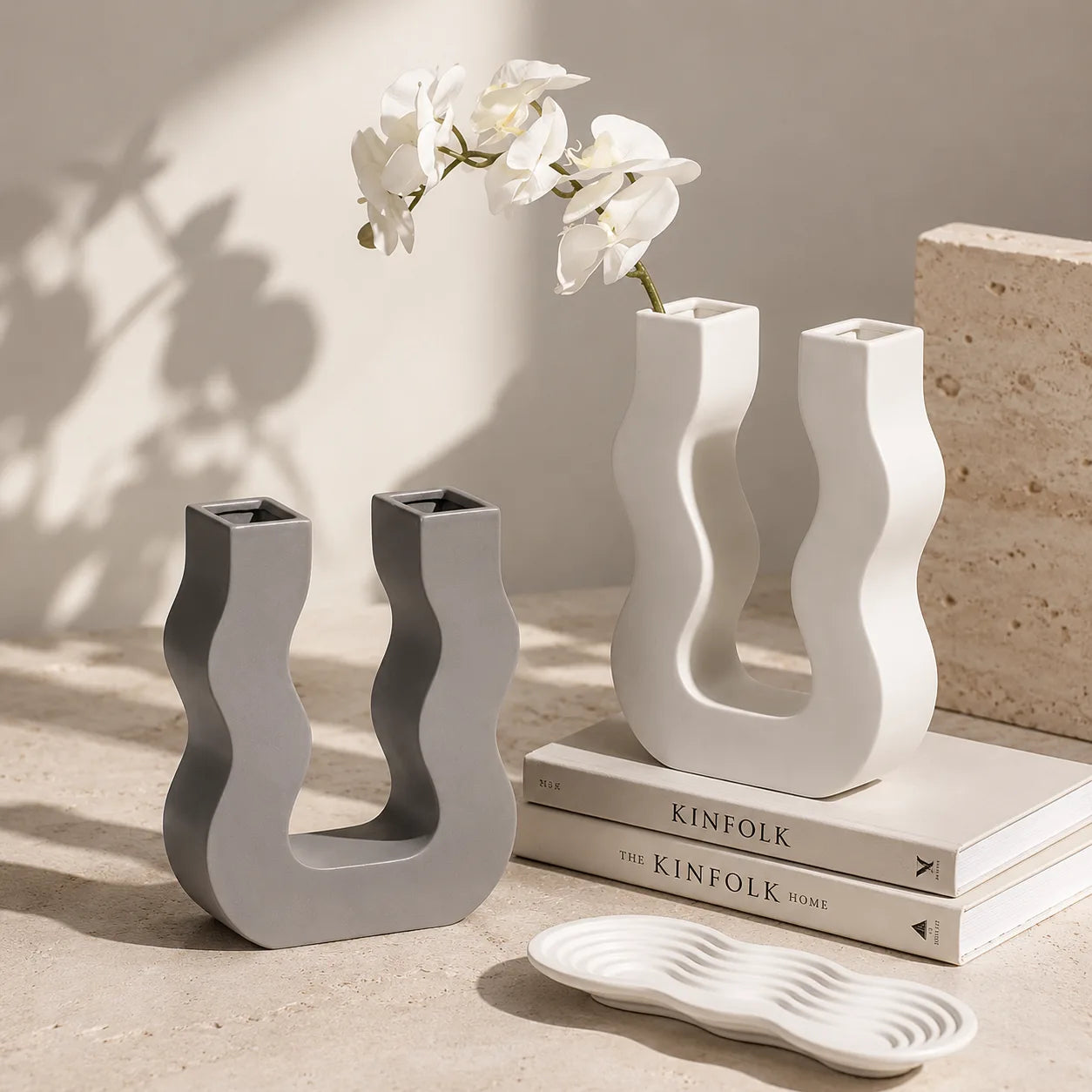 ORENVY Modern Sculptural Ceramic Vase | Scandinavian Decorative Accent