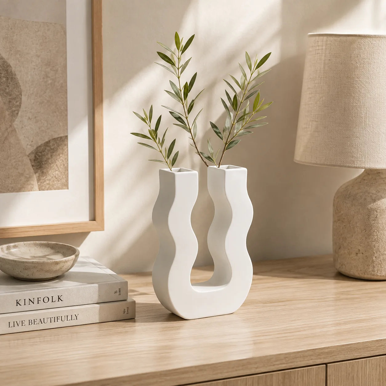 ORENVY Modern Sculptural Ceramic Vase | Scandinavian Decorative Accent