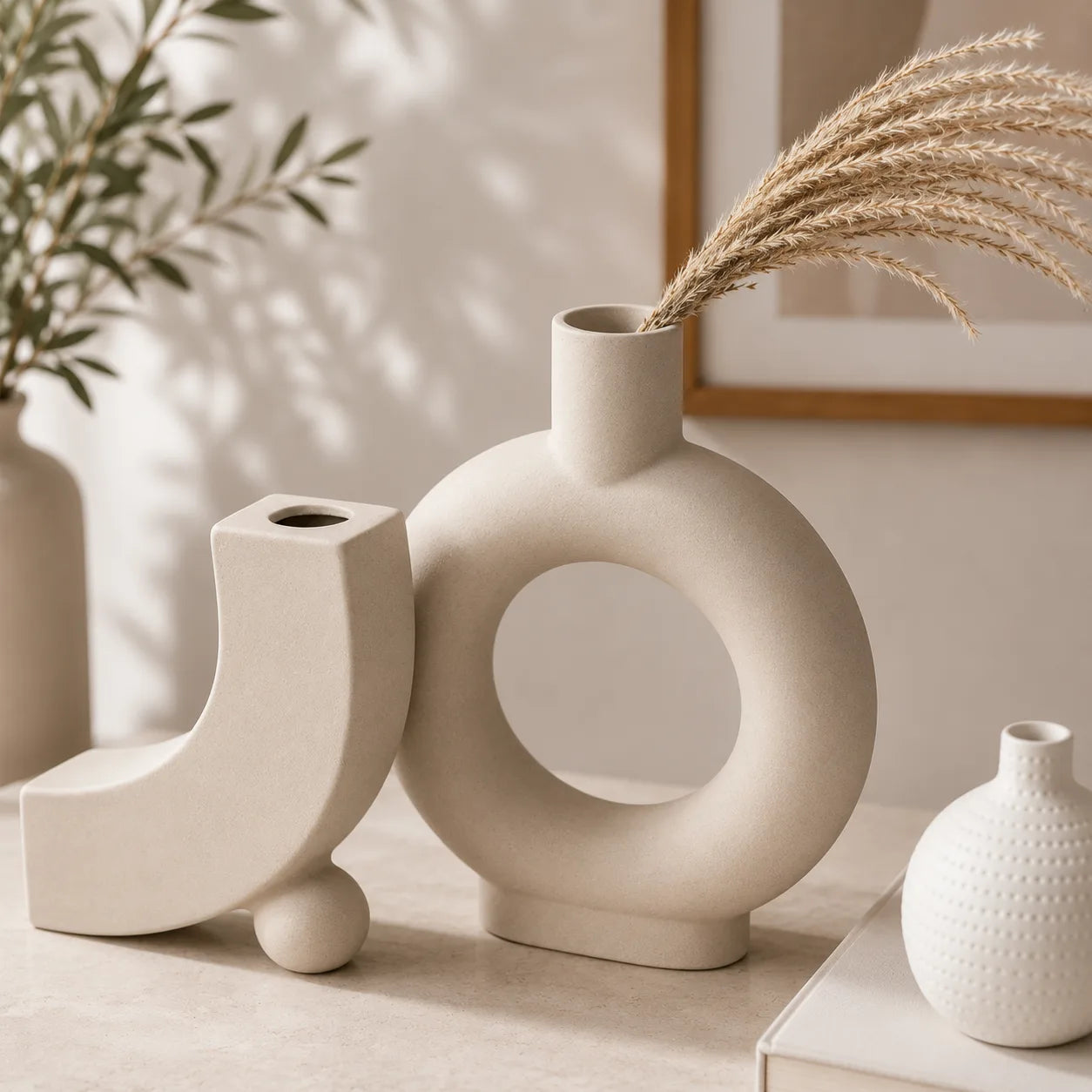 Nordic Donut Ceramic Vase – Modern Scandinavian Home Décor