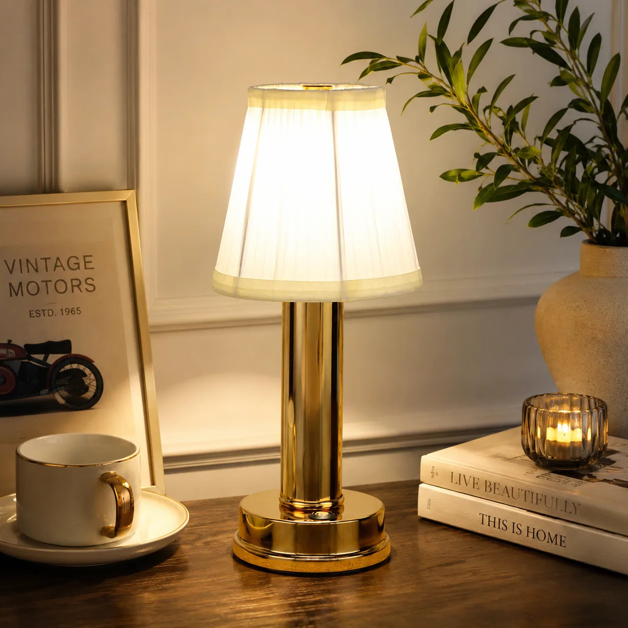 Rechargeable Cordless Table Lamp – Modern Gold LED Accent Lamp
