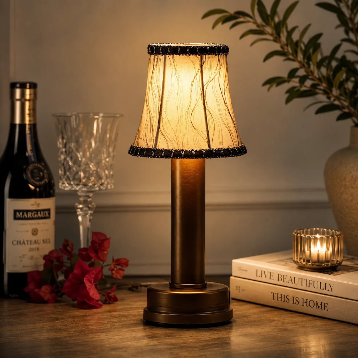 Rechargeable Cordless Table Lamp – Modern Gold LED Accent Lamp