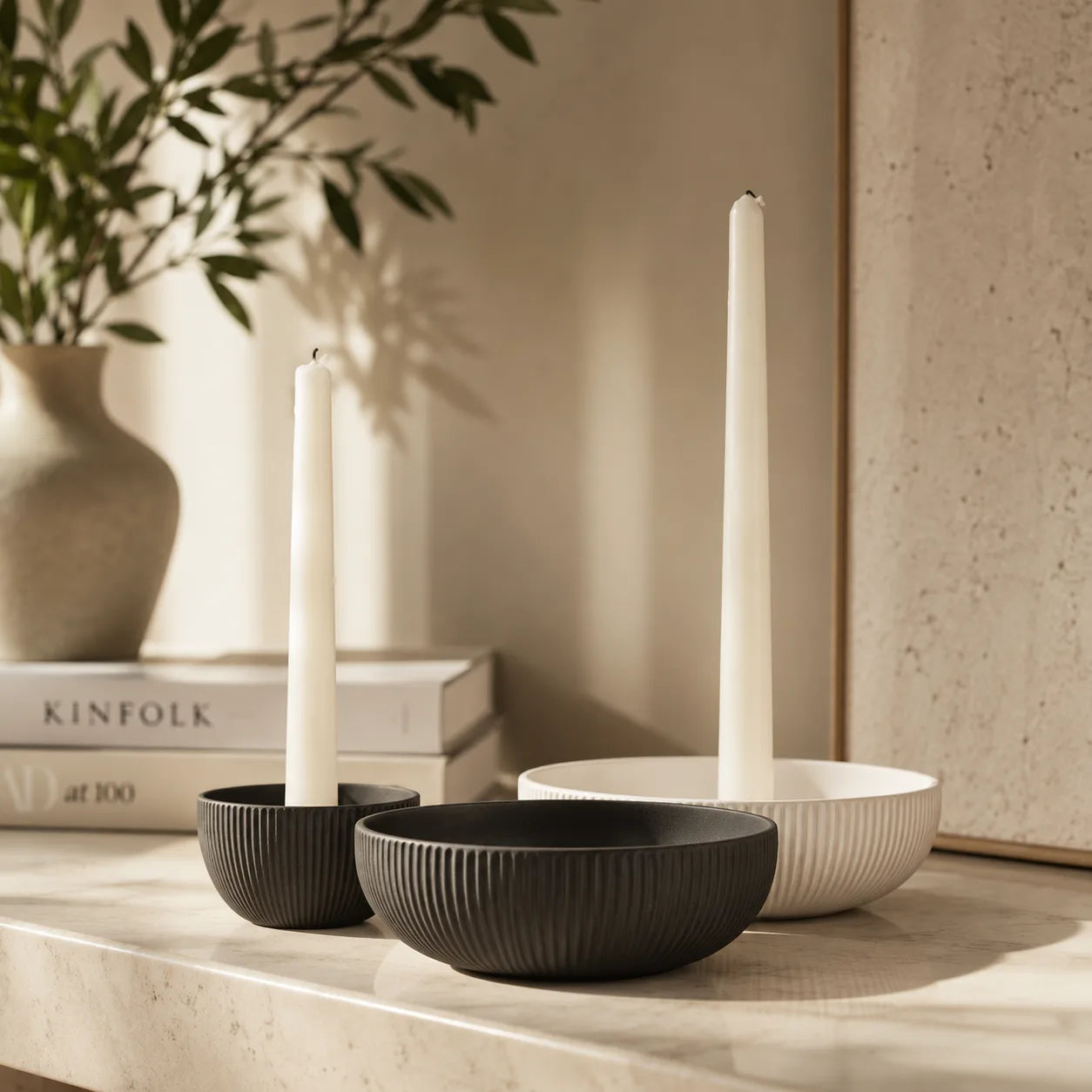 Nordic Ceramic Candle Tray | Minimalist Porcelain Candle Holder