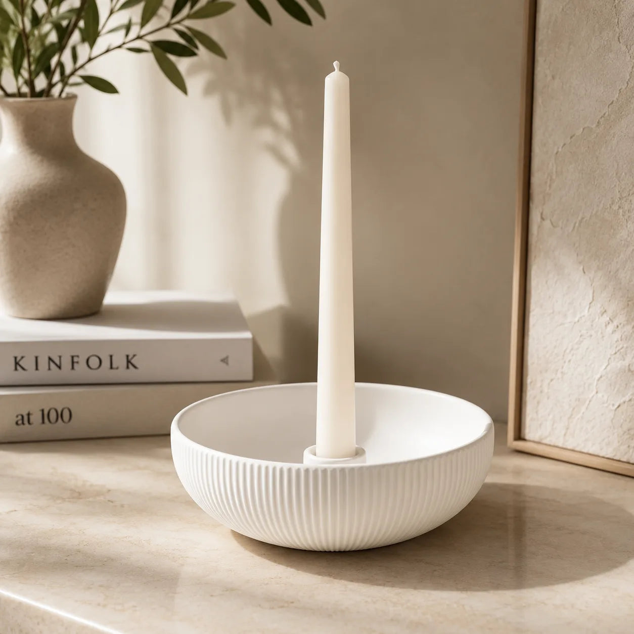 Nordic Ceramic Candle Tray | Minimalist Porcelain Candle Holder