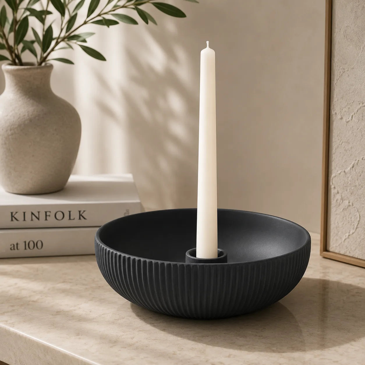 Nordic Ceramic Candle Tray | Minimalist Porcelain Candle Holder