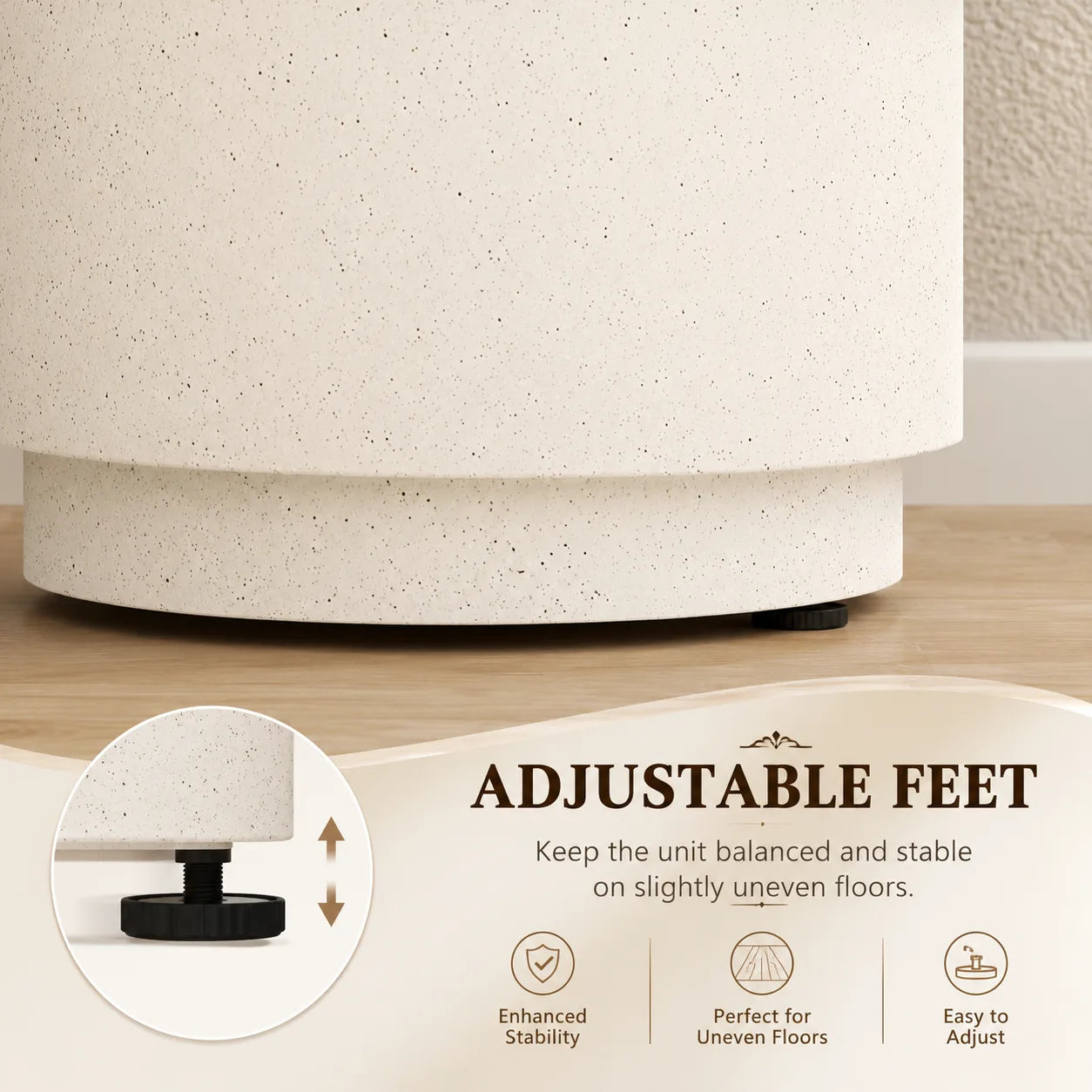 Cream Concrete Accent Side Table | Modern Minimalist End Table