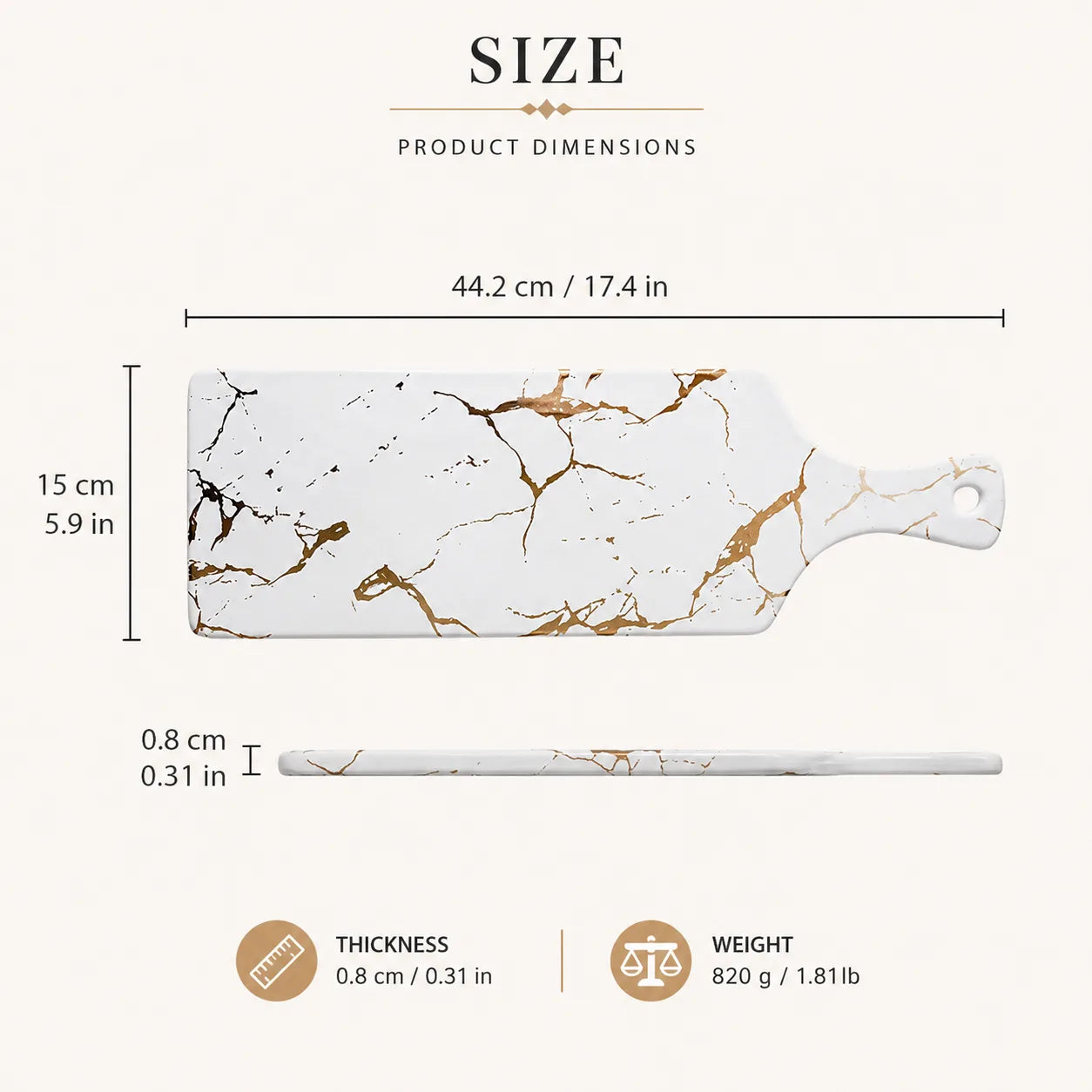 Nordic Marble & Gold Ceramic Decorative Tray | Luxury Coffee Table Serving Tray