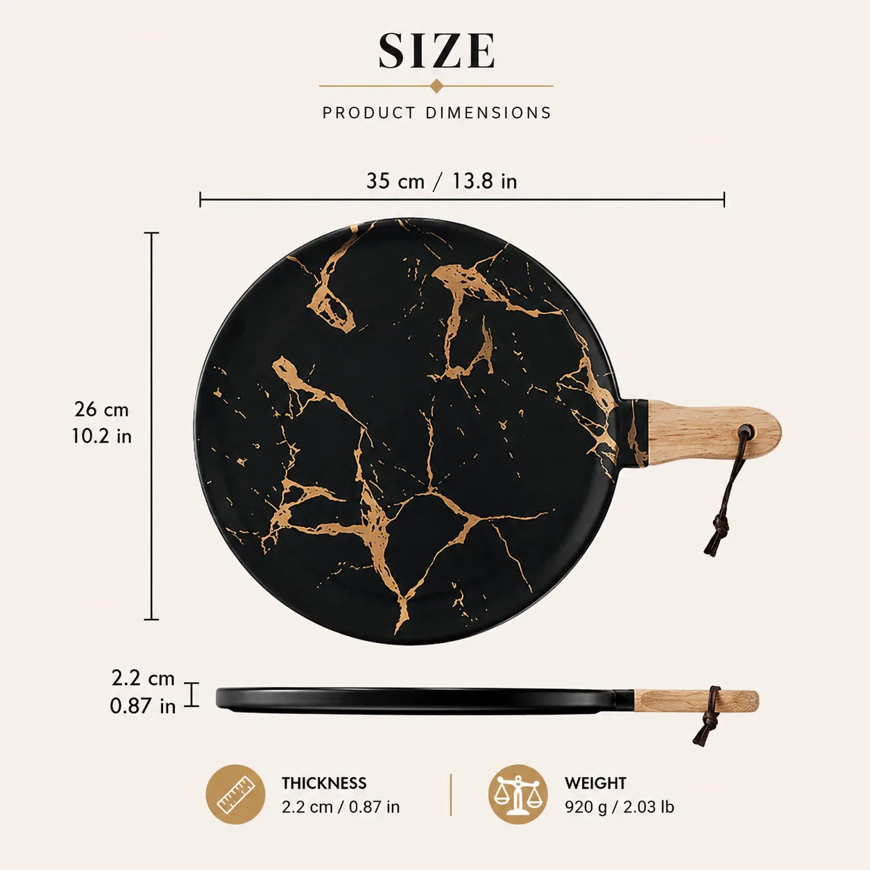 Nordic Marble & Gold Ceramic Decorative Tray | Luxury Coffee Table Serving Tray