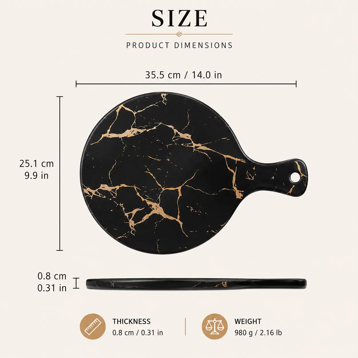 Nordic Marble & Gold Ceramic Decorative Tray | Luxury Coffee Table Serving Tray
