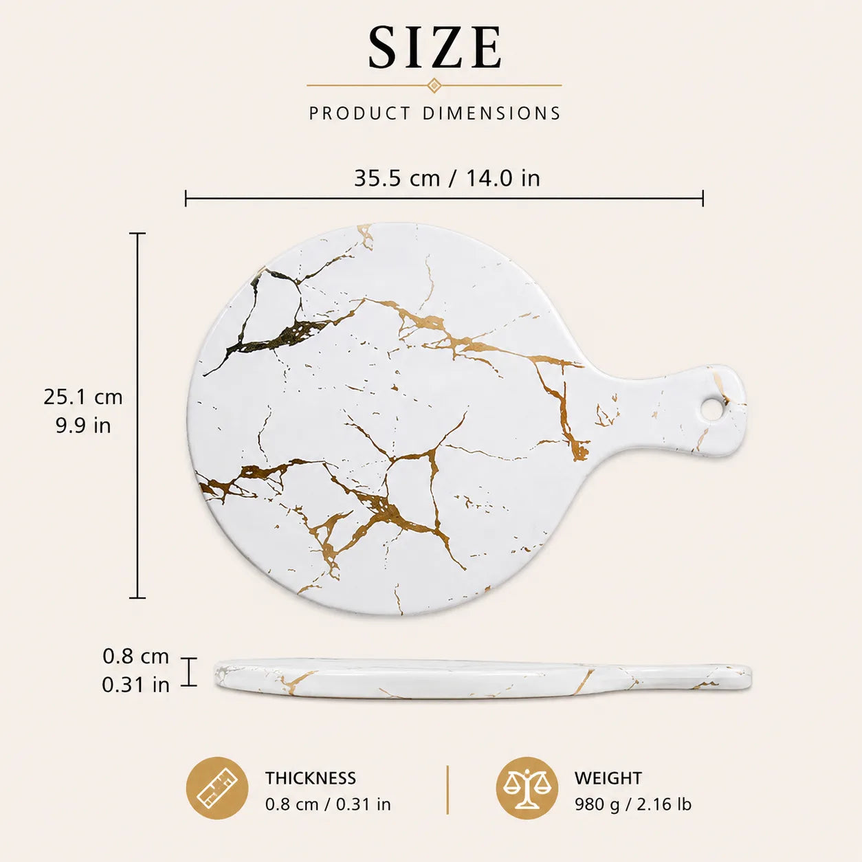 Nordic Marble & Gold Ceramic Decorative Tray | Luxury Coffee Table Serving Tray