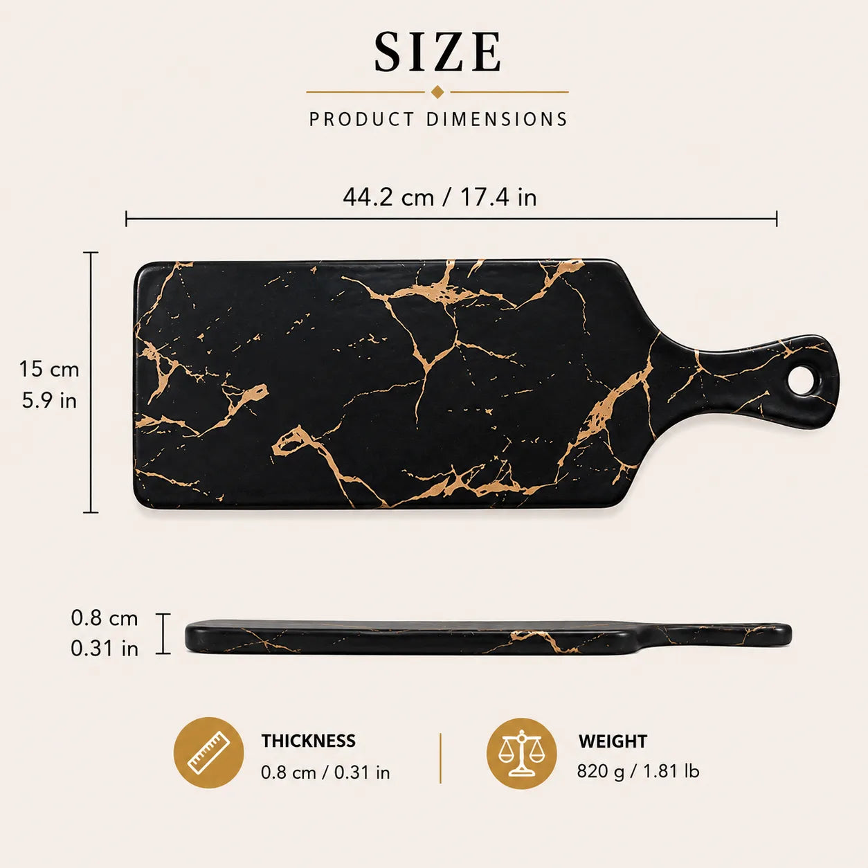 Nordic Marble & Gold Ceramic Decorative Tray | Luxury Coffee Table Serving Tray