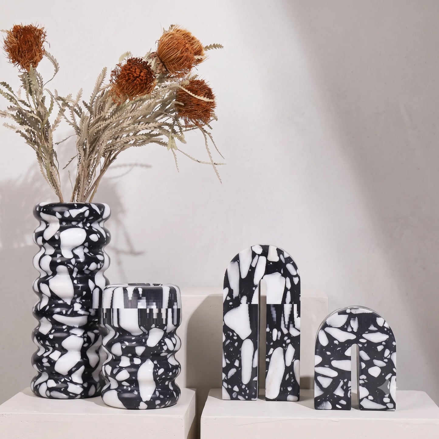 Silent Style Modern Layered Stone Vase | Minimalist Ceramic Flower Vase
