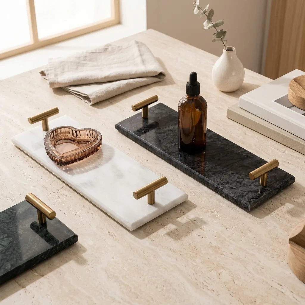 Nordic Marble Decorative Tray | Jewelry, Dessert & Vanity Organizer