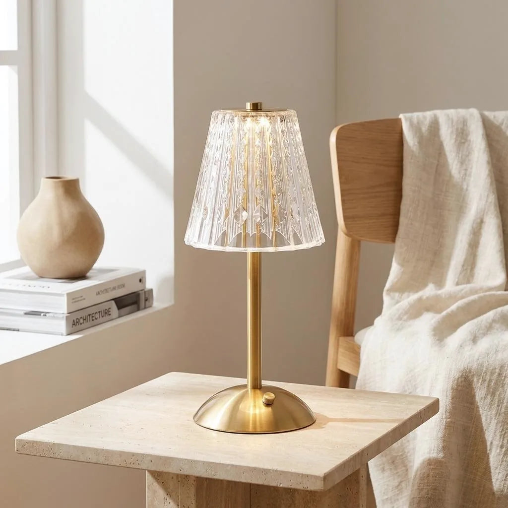 Rechargeable Cordless Crystal Table Lamp – Touch Control LED Bedside Light