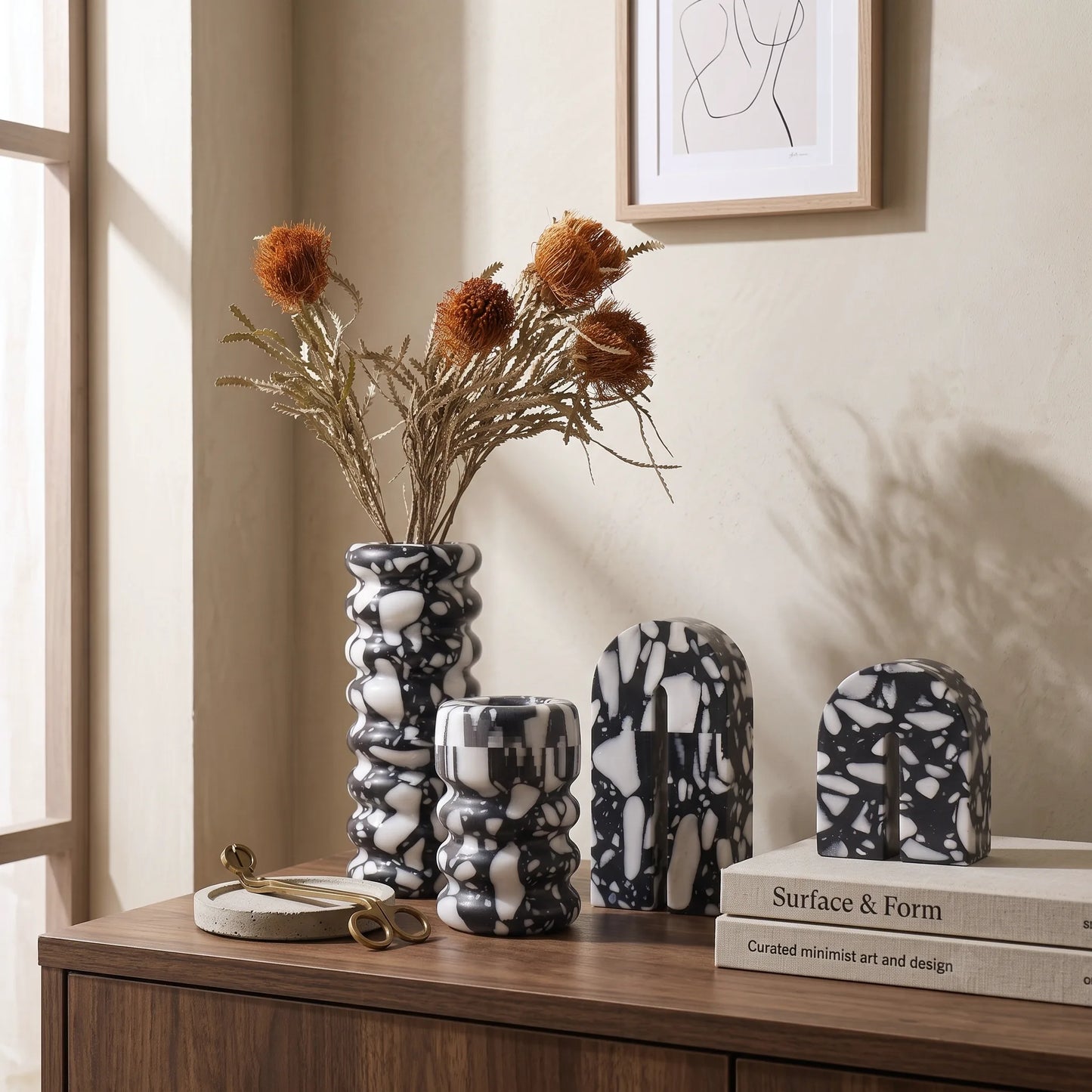 Silent Style Modern Layered Stone Vase | Minimalist Ceramic Flower Vase