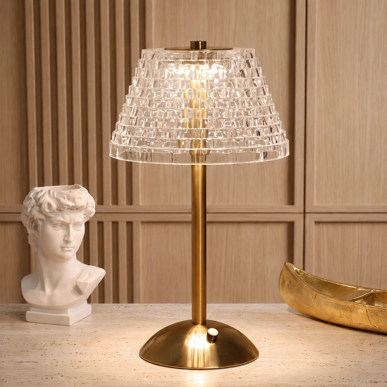 Rechargeable Cordless Crystal Table Lamp – Touch Control LED Bedside Light