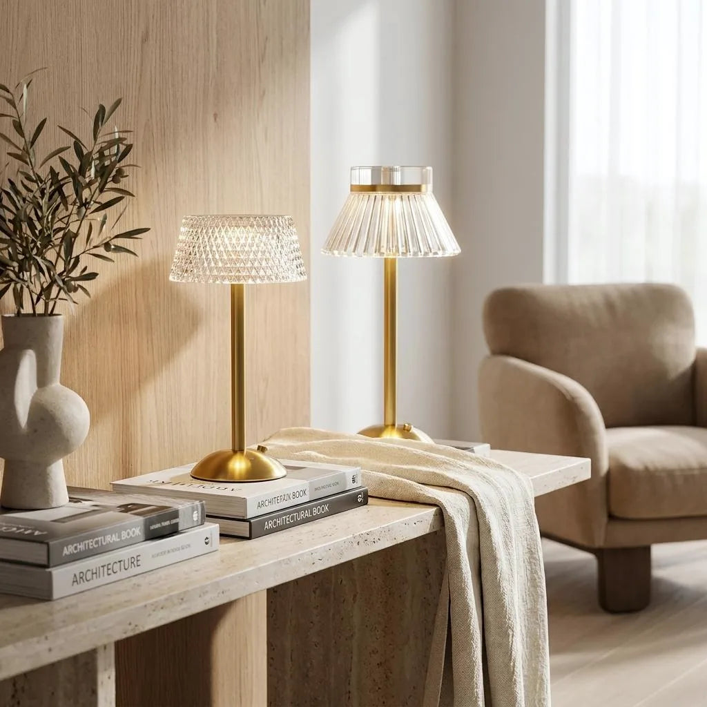 Rechargeable Cordless Crystal Table Lamp – Touch Control LED Bedside Light